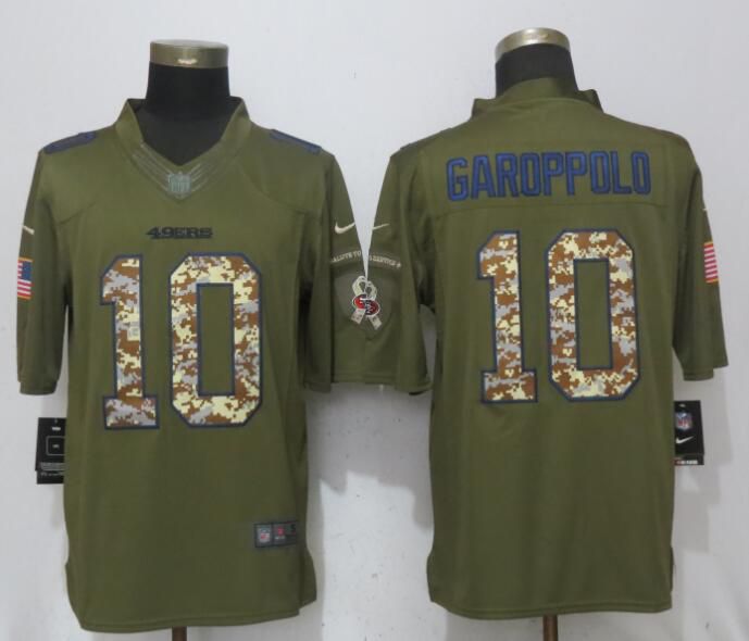 Men San Francisco 49ers #10 Garoppolo Green Salute To Service Nike Limited NFL Jerseys->philadelphia eagles->NFL Jersey